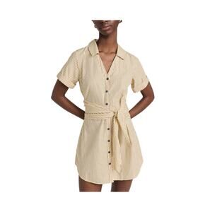 Nation Ltd Striped Button Up Yellow Nida Dress Size M